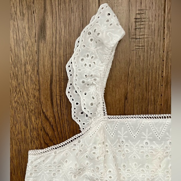 NWOT-DENVER HAYES White Eyelet Lace Tank Top XL Cotton Sleeveless Summer Boho - Picture 4 of 10